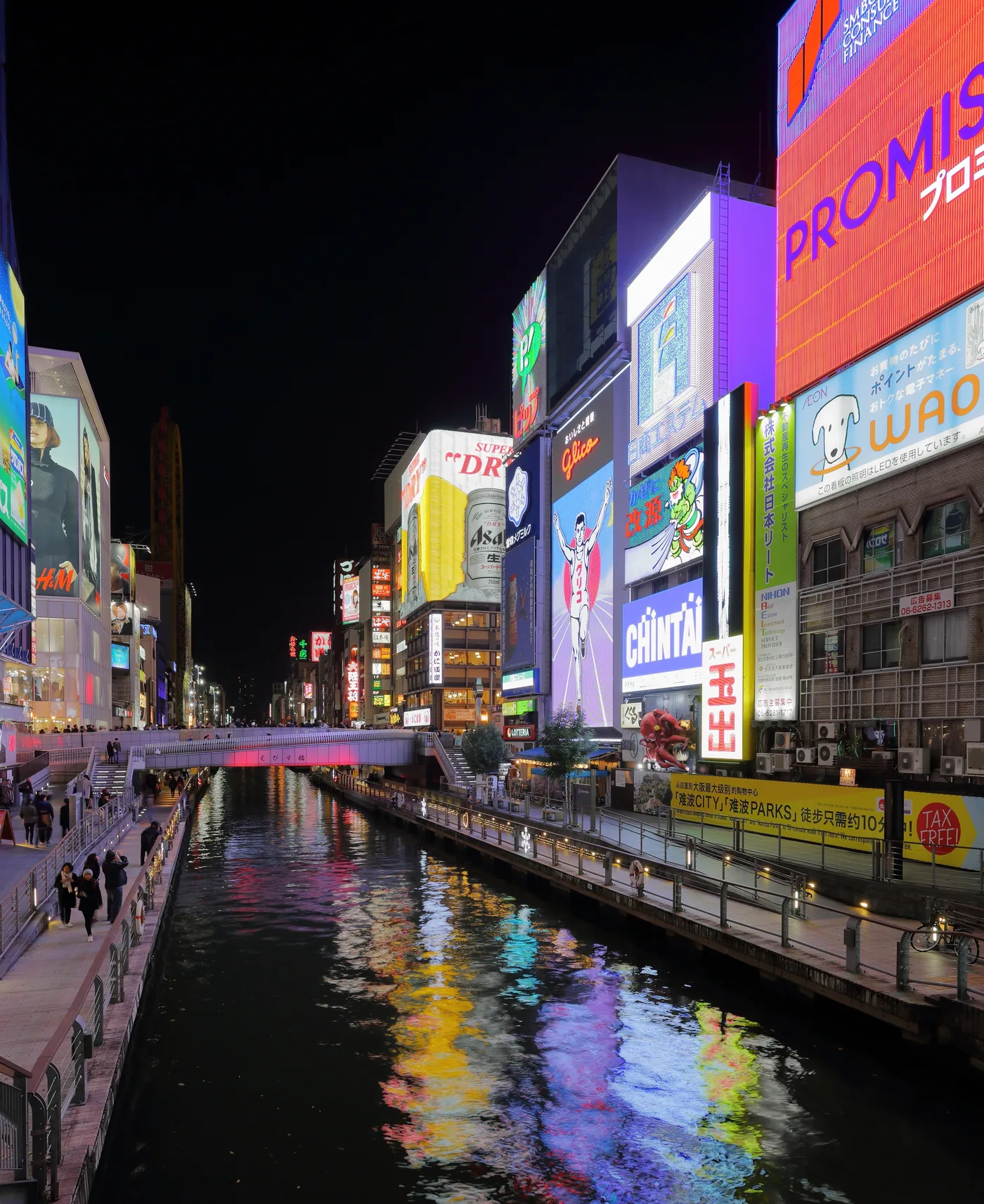 Dotonbori canal district at night in Osaka